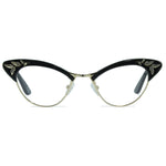 Load image into Gallery viewer, cat eye glasses black and gold frame front view
