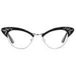 Load image into Gallery viewer, Cat Eye Glasses - Black &amp; Silver - Rita
