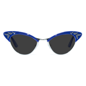 blue & gold cat eye sunglasses