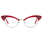 Load image into Gallery viewer, red &amp; gold cat eye glasses front view
