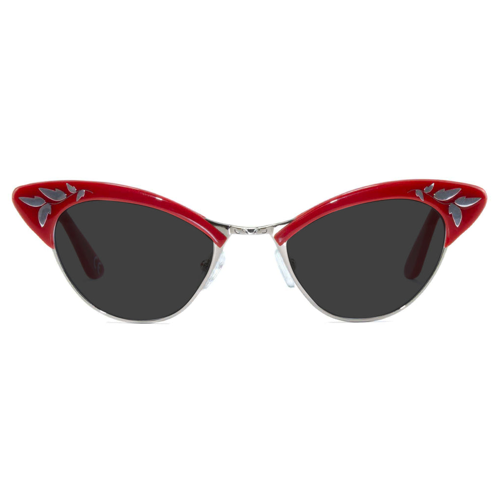 red & gold cat eye sunglasses