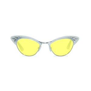 Cat Eye Sunglasses - White & Silver - Rita