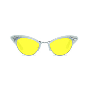 Cat Eye Sunglasses - White & Silver - Rita