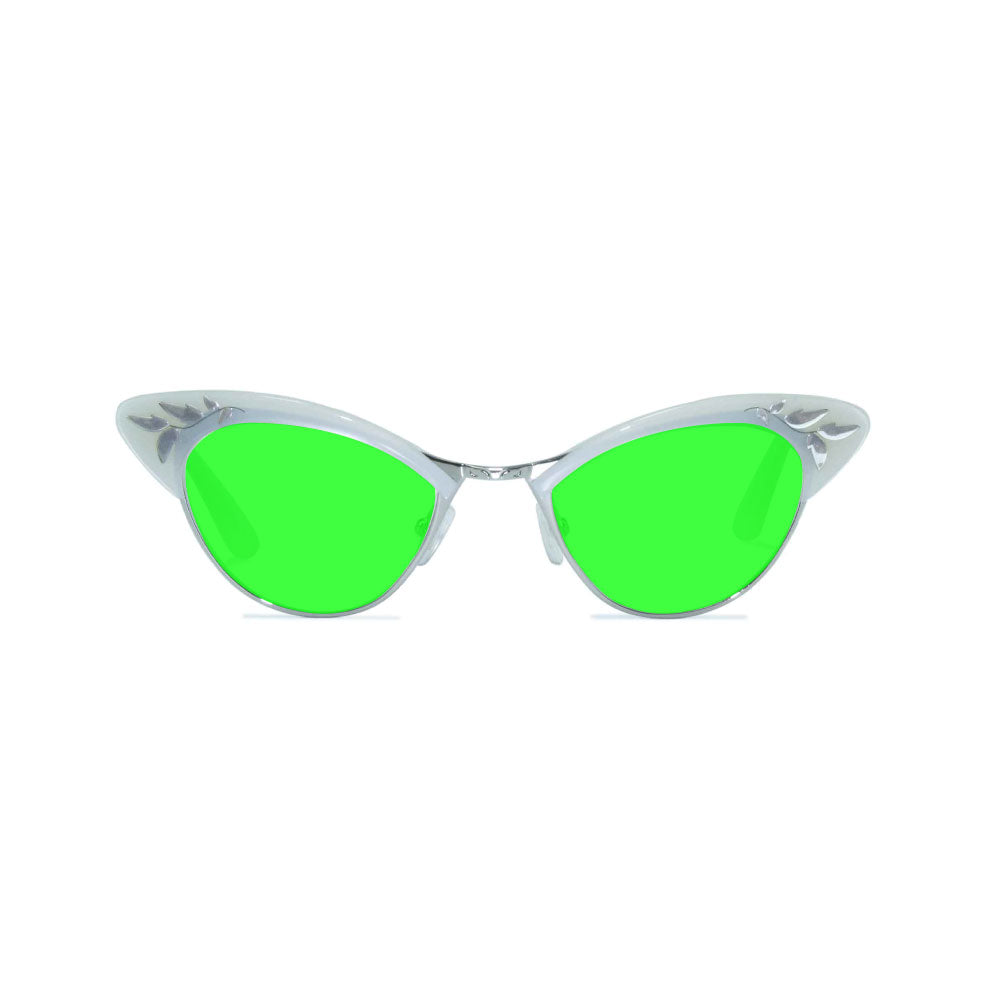 Cat Eye Sunglasses - White & Silver - Rita