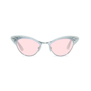 Cat Eye Sunglasses - White & Silver - Rita