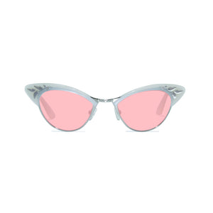 Cat Eye Sunglasses - White & Silver - Rita