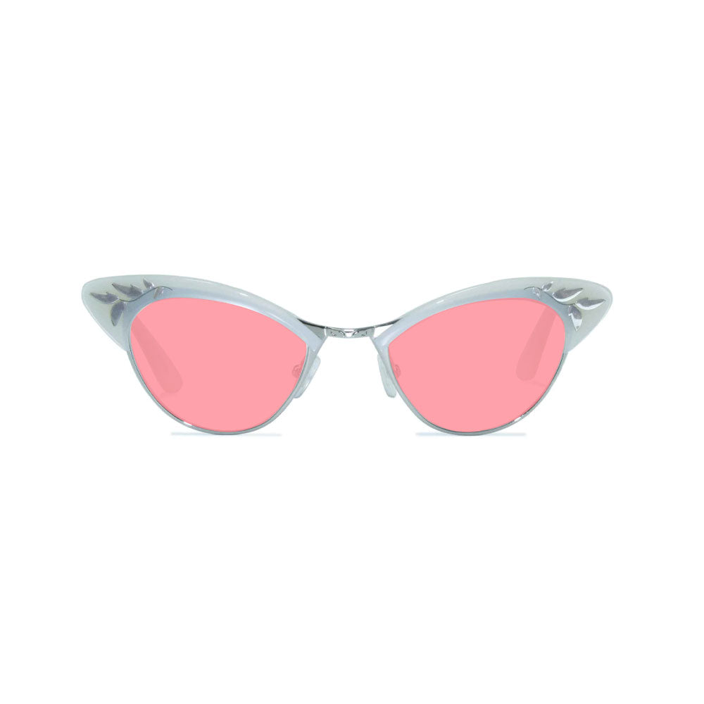 Cat Eye Sunglasses - White & Silver - Rita