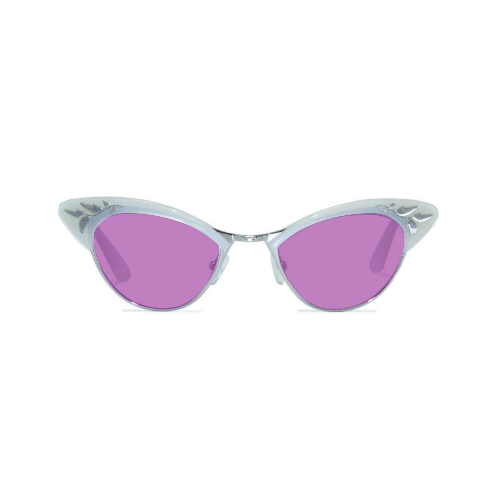 Cat Eye Sunglasses - White & Silver - Rita