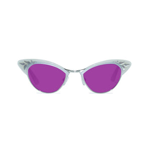 Cat Eye Sunglasses - White & Silver - Rita