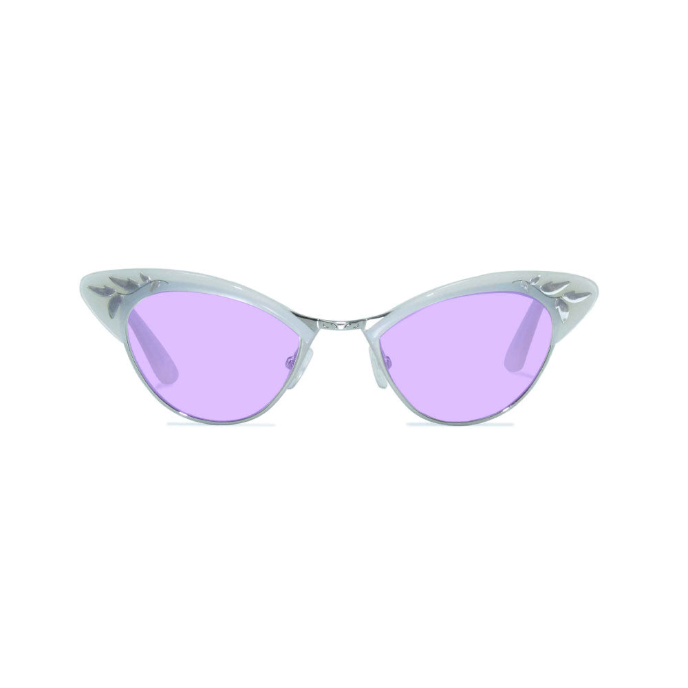 Cat Eye Sunglasses - White & Silver - Rita