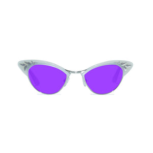 Cat Eye Sunglasses - White & Silver - Rita