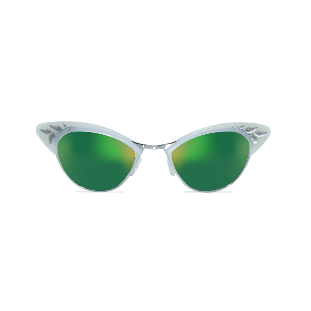 Cat Eye Sunglasses - White & Silver - Rita