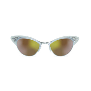 Cat Eye Sunglasses - White & Silver - Rita