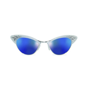 Cat Eye Sunglasses - White & Silver - Rita