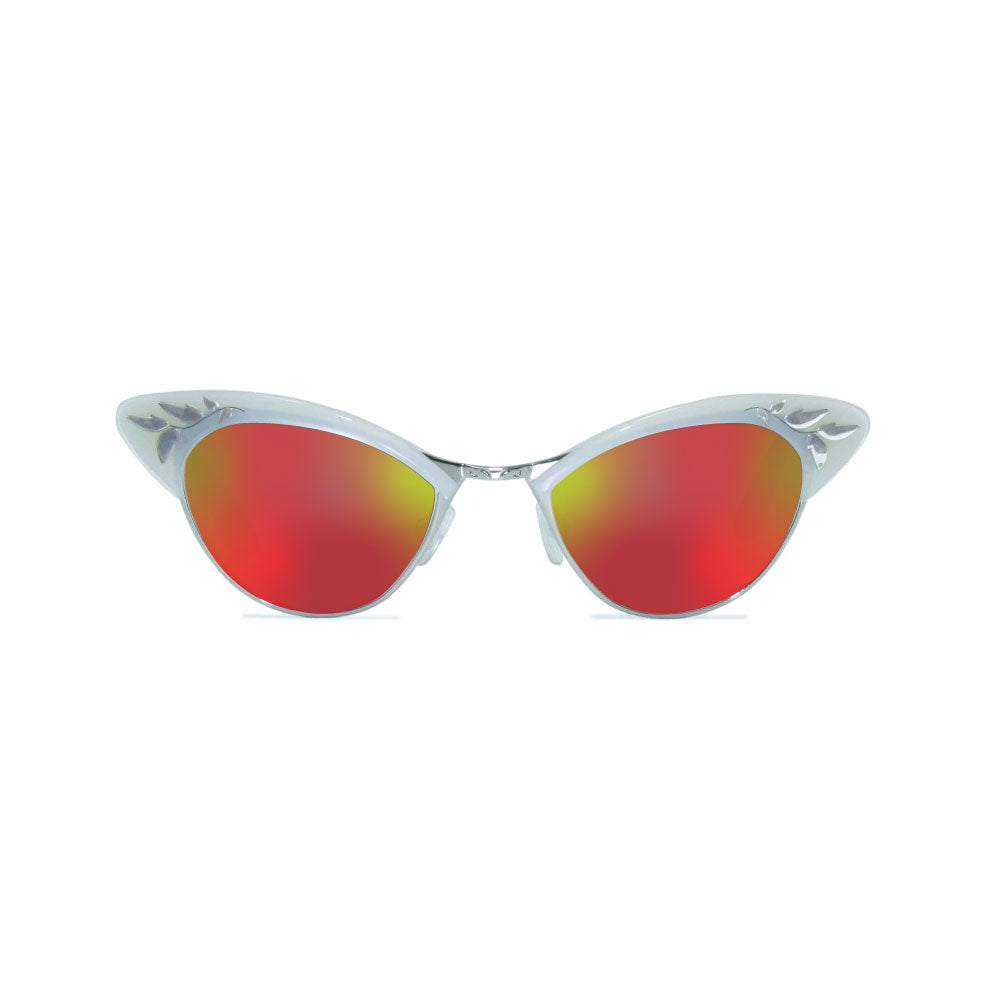 Cat Eye Sunglasses - White & Silver - Rita