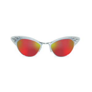 Cat Eye Sunglasses - White & Silver - Rita