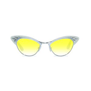 Cat Eye Sunglasses - White & Silver - Rita