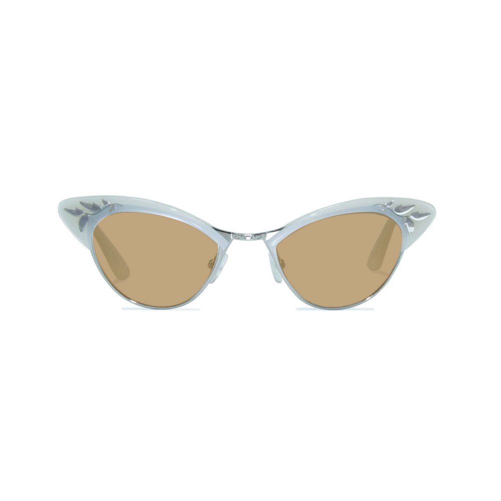 Cat Eye Sunglasses - White & Silver - Rita