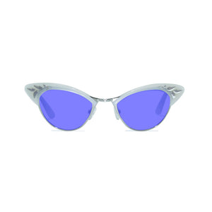 Cat Eye Sunglasses - White & Silver - Rita