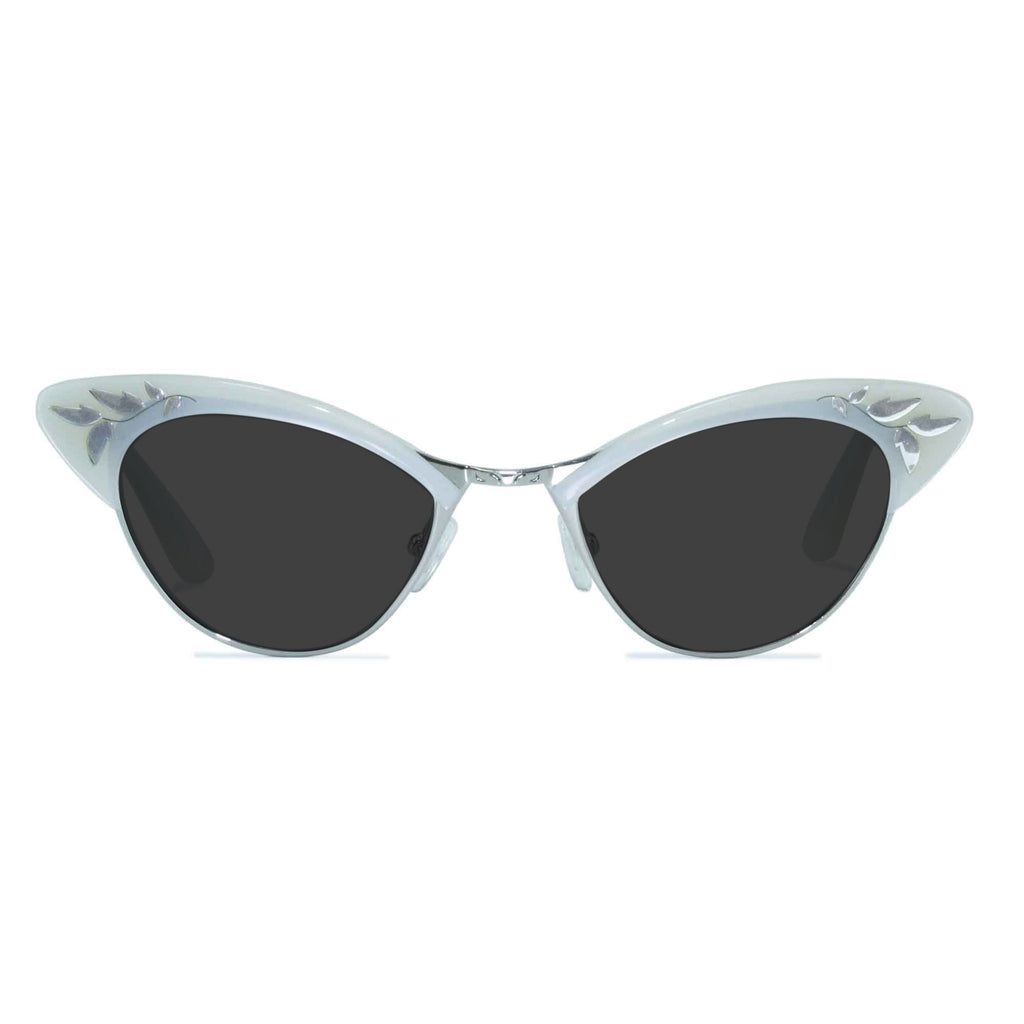 white & silver cat eye sunglasses