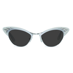 white & silver cat eye sunglasses